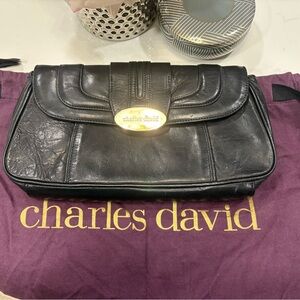 Charles David Black Leather Clutch
